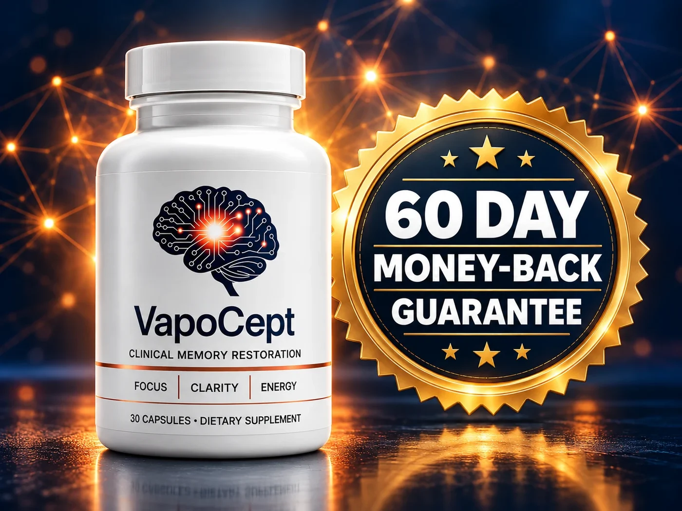 VapoCept bottle with its 60-day money-back guarantee